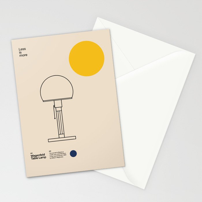 Wagenfeld Table Lamp, Wilhelm Wagenfeld, Minimal Furniture Bauhaus Design Stationery Card Gallery Image 2