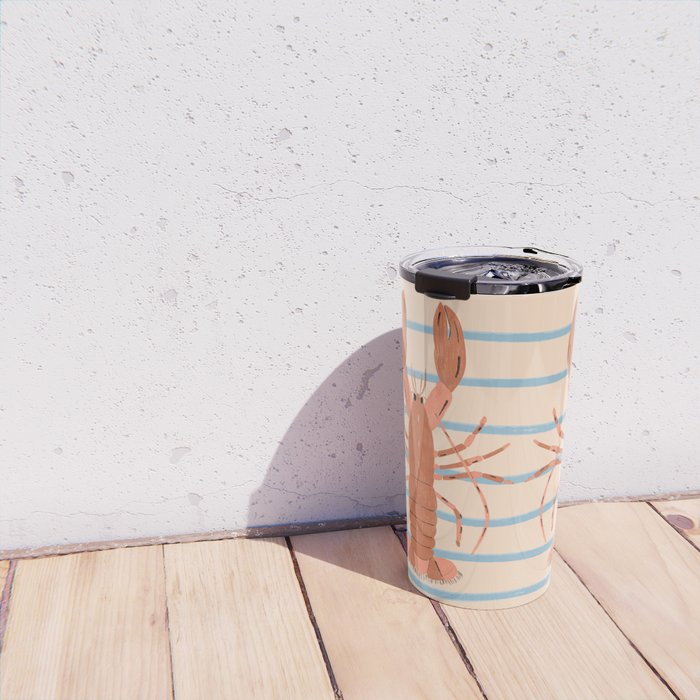 Lobster - Blue Stripes Travel Mug Gallery Image 4