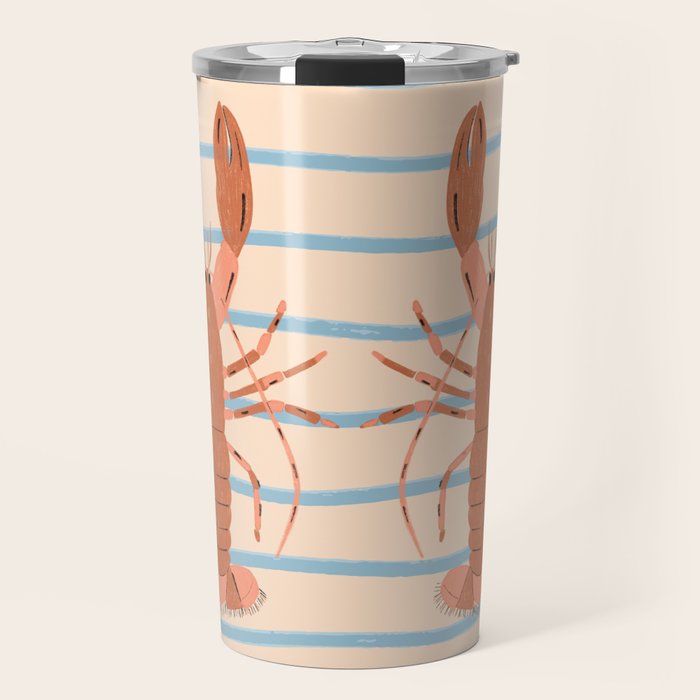 Lobster - Blue Stripes Travel Mug Gallery Image 1