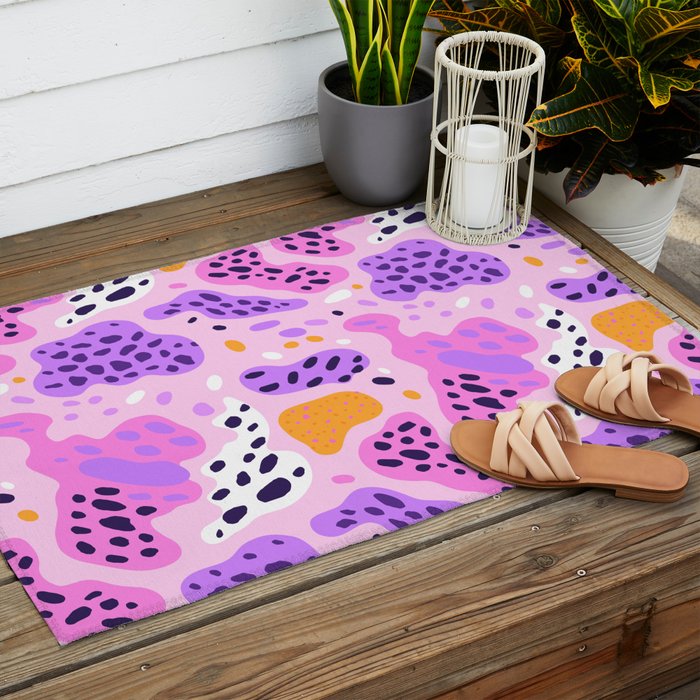 Abstract colorful animal print art pattern Outdoor Rug Gallery Image 2