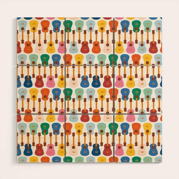 Colorful Guitars Wood Wall Art Gallery Image 1