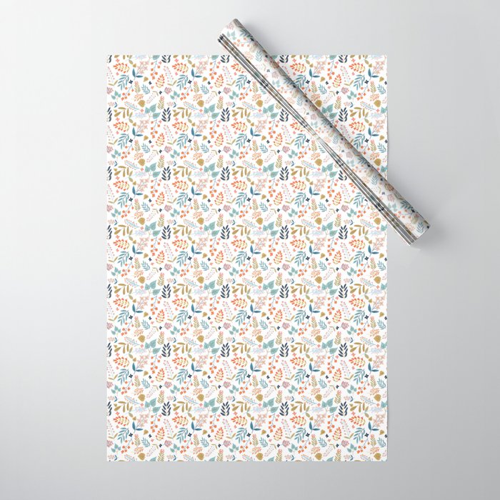 Botanical Harmony | Floral Vintage Plants Colorful Leaves | Autumn Spring Nature Bohemian Chic Wrapping Paper Gallery Image 1