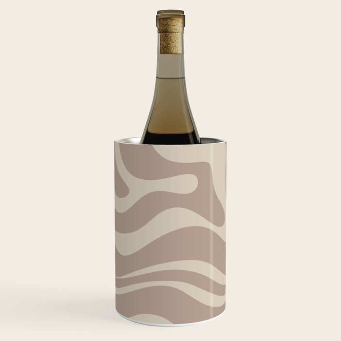 Liquid Swirl Retro Abstract Pattern in Creamy Cocoa Wine Chiller Gallery Image 2