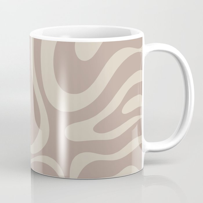 Liquid Swirl Retro Abstract Pattern in Creamy Cocoa Coffee Mug Gallery Image 1