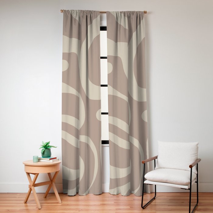 Liquid Swirl Retro Abstract Pattern in Creamy Cocoa Window Curtain Gallery Image 4