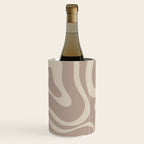 Liquid Swirl Retro Abstract Pattern in Creamy Cocoa Wine Chiller Gallery Image 1