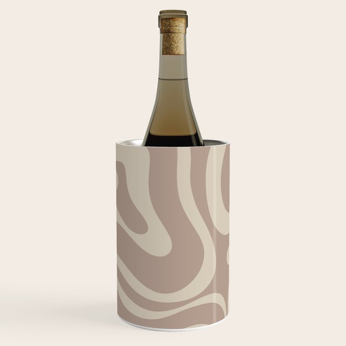 Liquid Swirl Retro Abstract Pattern in Creamy Cocoa Wine Chiller Gallery Image 1