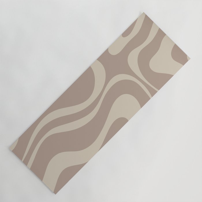Liquid Swirl Retro Abstract Pattern in Creamy Cocoa Yoga Mat Gallery Image 1