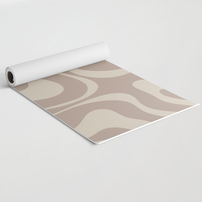 Liquid Swirl Retro Abstract Pattern in Creamy Cocoa Yoga Mat Gallery Image 2