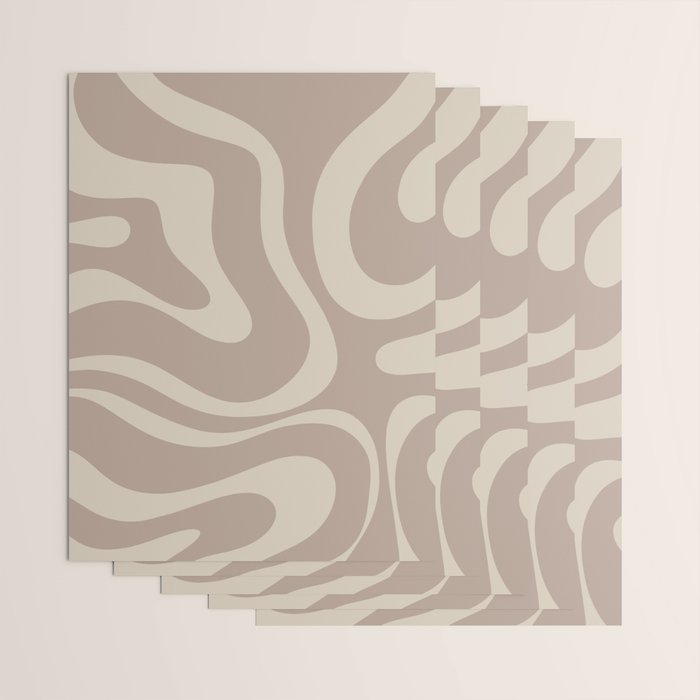 Liquid Swirl Retro Abstract Pattern in Creamy Cocoa Wrapping Paper Gallery Image 3