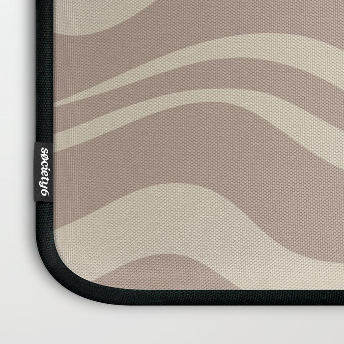 Liquid Swirl Retro Abstract Pattern in Creamy Cocoa Laptop Sleeve Gallery Image 3
