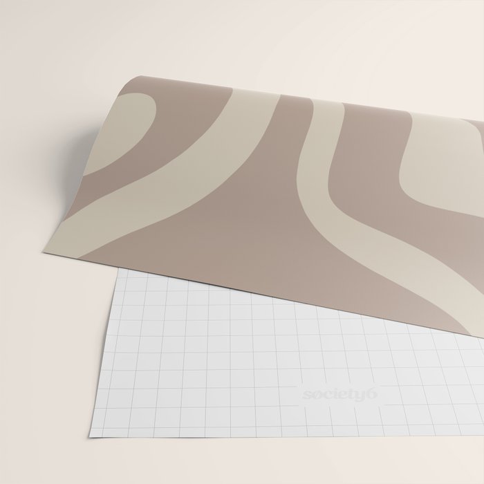 Liquid Swirl Retro Abstract Pattern in Creamy Cocoa Wrapping Paper Gallery Image 2