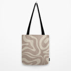 Liquid Swirl Retro Abstract Pattern in Creamy Cocoa Tote Bag Gallery Image 2