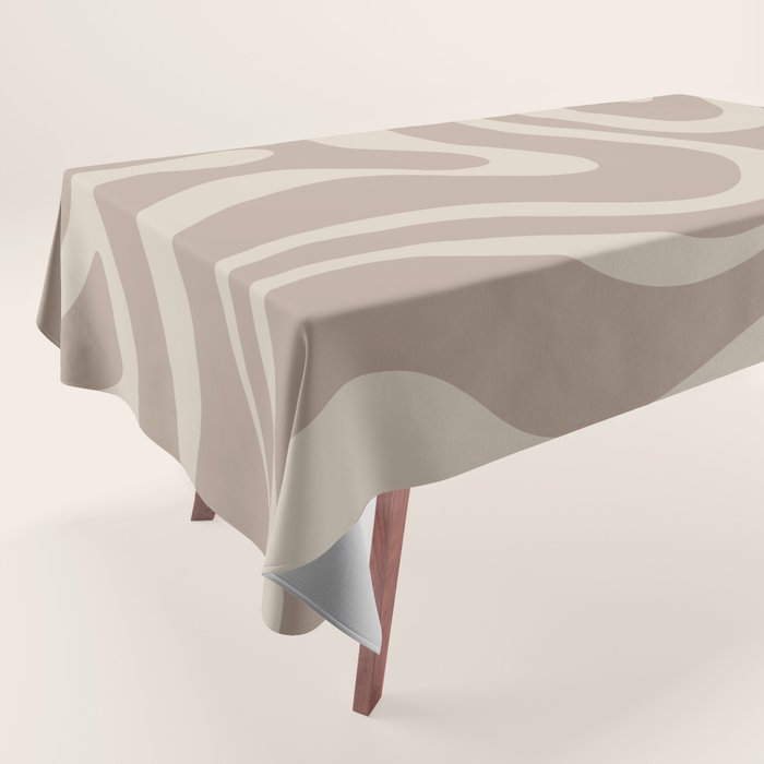Liquid Swirl Retro Abstract Pattern in Creamy Cocoa Tablecloth Gallery Image 1