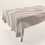 Liquid Swirl Retro Abstract Pattern in Creamy Cocoa Tablecloth Gallery Image 1