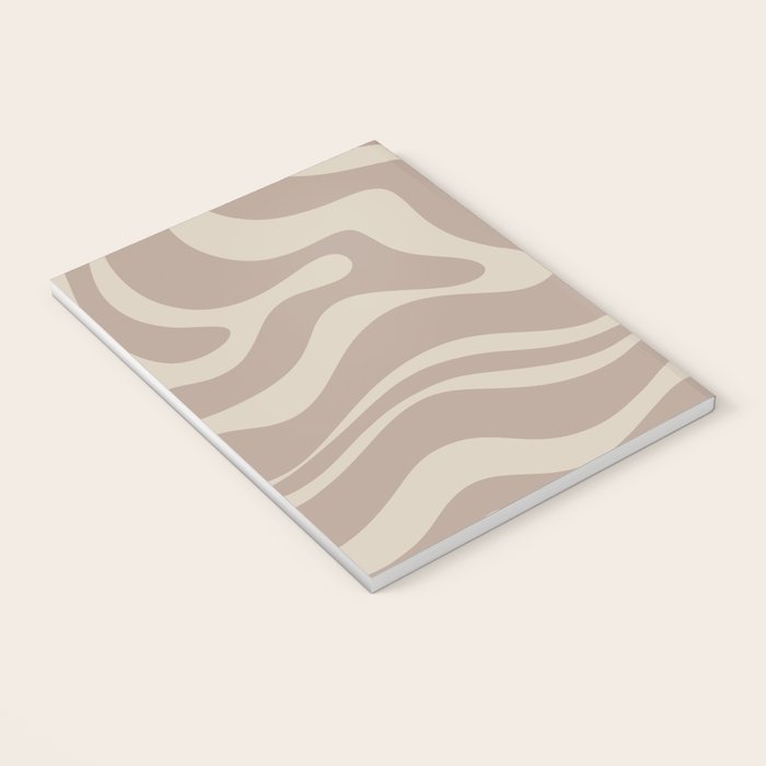 Liquid Swirl Retro Abstract Pattern in Creamy Cocoa Notebook Gallery Image 3