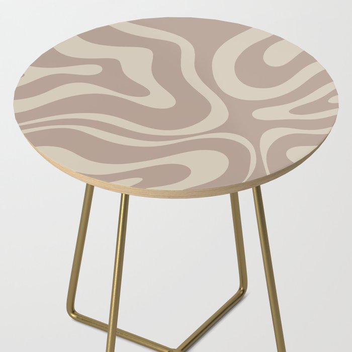 Liquid Swirl Retro Abstract Pattern in Creamy Cocoa Side Table Gallery Image 2