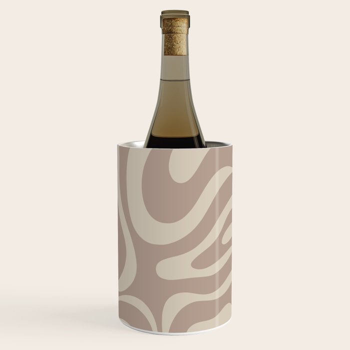 Liquid Swirl Retro Abstract Pattern in Creamy Cocoa Wine Chiller Gallery Image 3