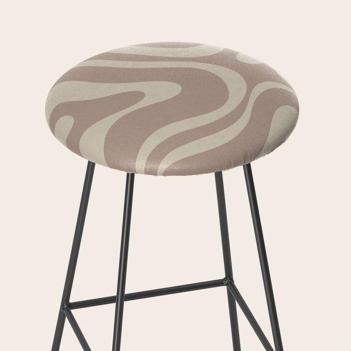 Liquid Swirl Retro Abstract Pattern in Creamy Cocoa Stool Gallery Image 2