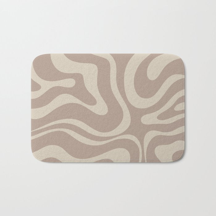 Liquid Swirl Retro Abstract Pattern in Creamy Cocoa Bath Mat Gallery Image 1