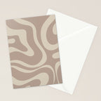 Liquid Swirl Retro Abstract Pattern in Creamy Cocoa Stationery Card Gallery Image 2