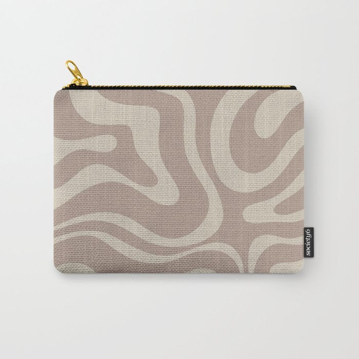 Liquid Swirl Retro Abstract Pattern in Creamy Cocoa Carry All Pouch Gallery Image 1