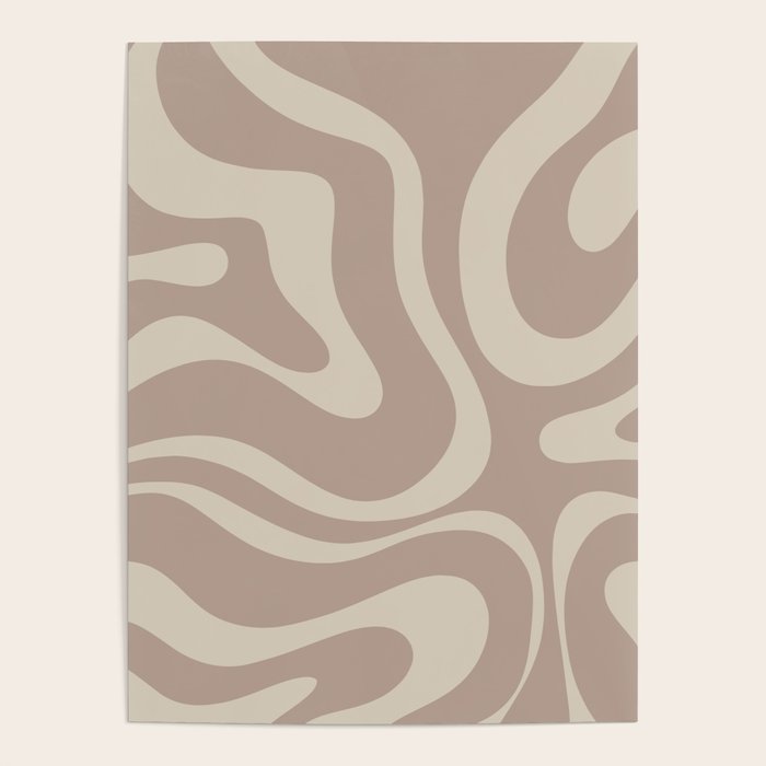 Liquid Swirl Retro Abstract Pattern in Creamy Cocoa Poster Gallery Image 4