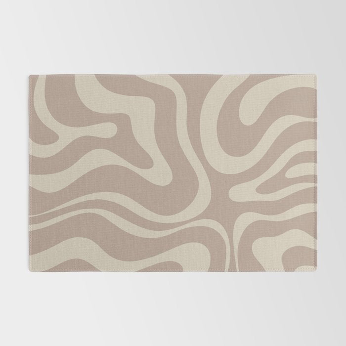Liquid Swirl Retro Abstract Pattern in Creamy Cocoa Rug Gallery Image 2