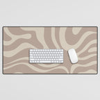 Liquid Swirl Retro Abstract Pattern in Creamy Cocoa Desk Mat Gallery Image 1
