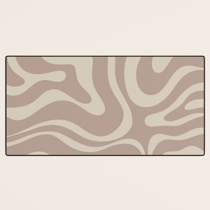 Liquid Swirl Retro Abstract Pattern in Creamy Cocoa Desk Mat Gallery Image 3