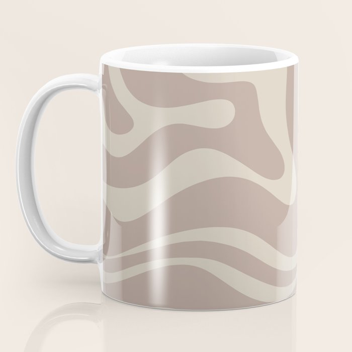 Liquid Swirl Retro Abstract Pattern in Creamy Cocoa Coffee Mug Gallery Image 3