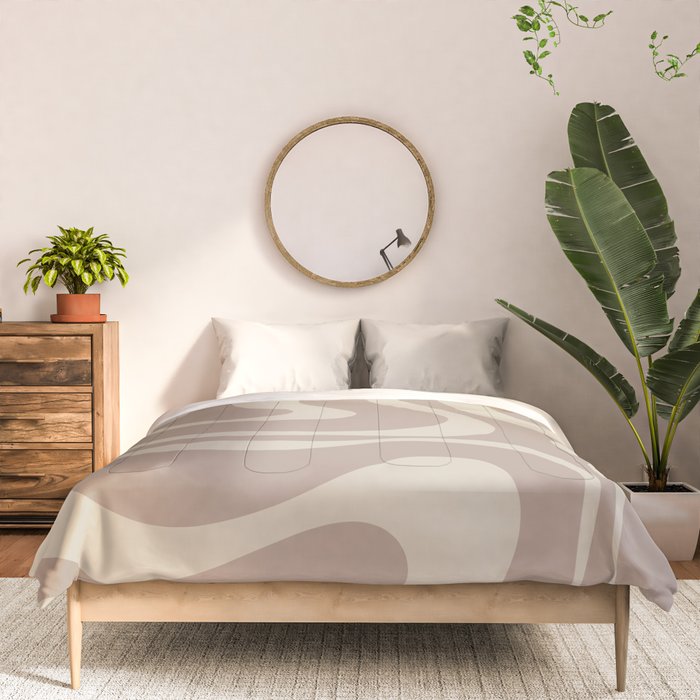 Liquid Swirl Retro Abstract Pattern in Creamy Cocoa Comforter Gallery Image 3