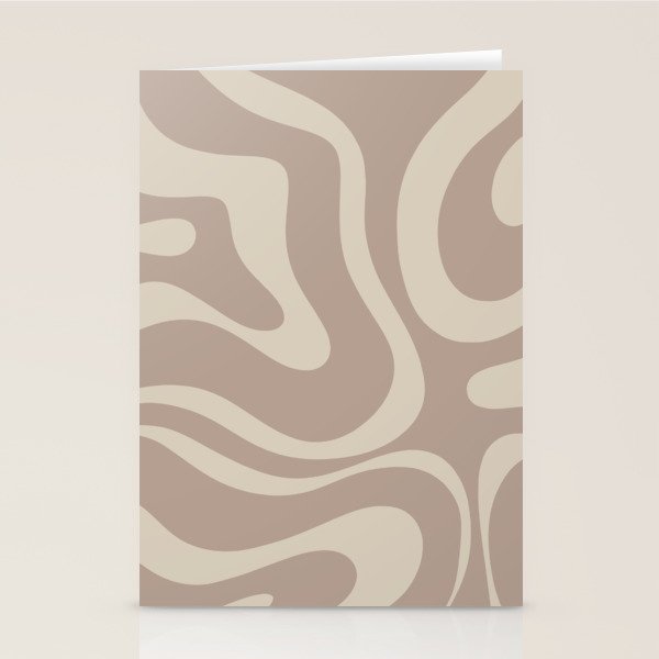 Liquid Swirl Retro Abstract Pattern in Creamy Cocoa Stationery Card Gallery Image 2