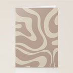Liquid Swirl Retro Abstract Pattern in Creamy Cocoa Stationery Card Gallery Image 2