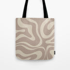 Liquid Swirl Retro Abstract Pattern in Creamy Cocoa Tote Bag Gallery Image 1