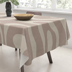 Liquid Swirl Retro Abstract Pattern in Creamy Cocoa Tablecloth Gallery Image 3
