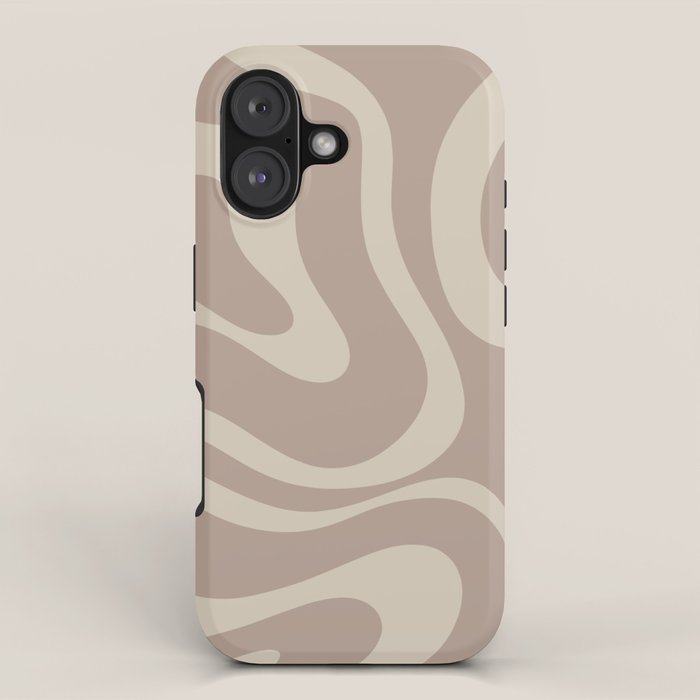 Liquid Swirl Retro Abstract Pattern in Creamy Cocoa iPhone Case Gallery Image 1
