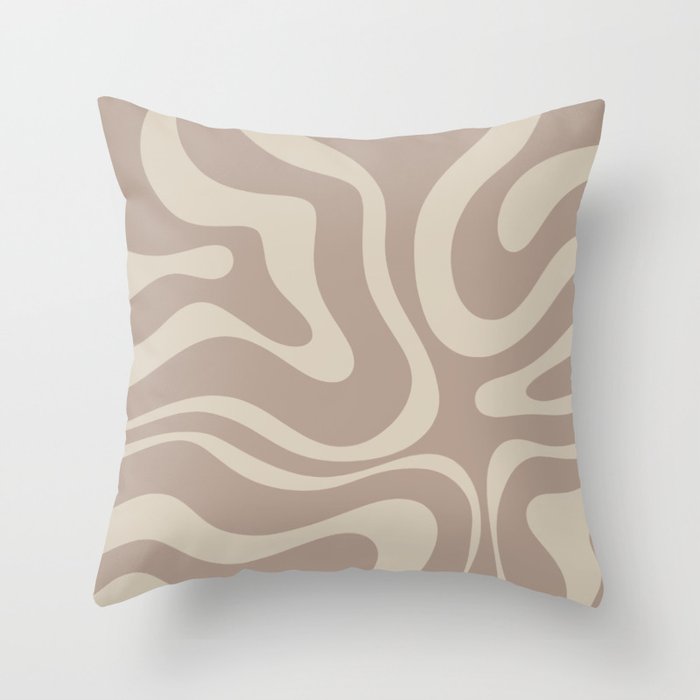 Liquid Swirl Retro Abstract Pattern in Creamy Cocoa Throw Pillow Gallery Image 6