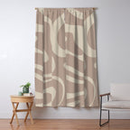 Liquid Swirl Retro Abstract Pattern in Creamy Cocoa Window Curtain Gallery Image 5