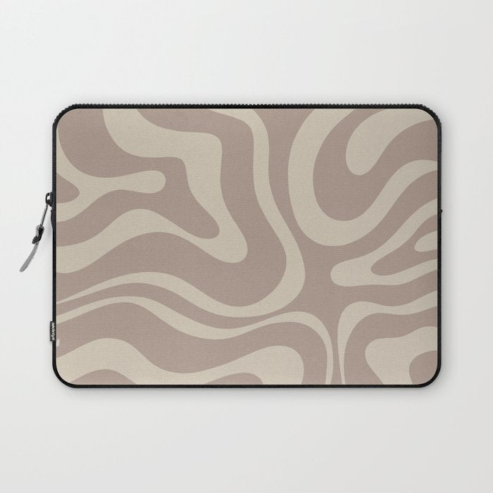 Liquid Swirl Retro Abstract Pattern in Creamy Cocoa Laptop Sleeve Gallery Image 1