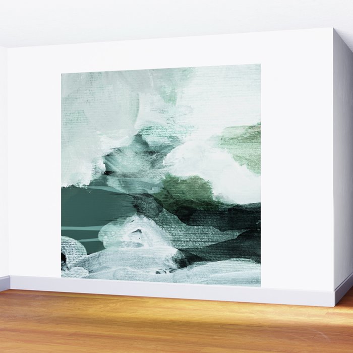 grey green brushstrokes 1 Wall Mural Gallery Image 2