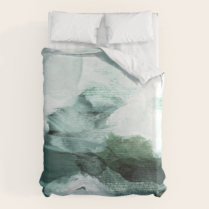 grey green brushstrokes 1 Duvet Cover Gallery Image 1