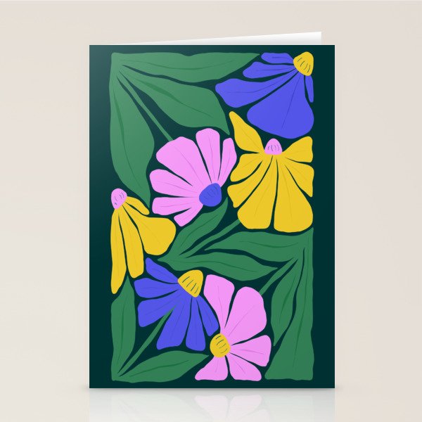 Midnight Summer: Matisse Foliage | Flower Market 001 Stationery Card Gallery Image 1