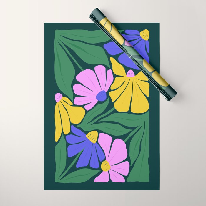 Midnight Summer: Matisse Foliage | Flower Market 001 Wrapping Paper Gallery Image 1