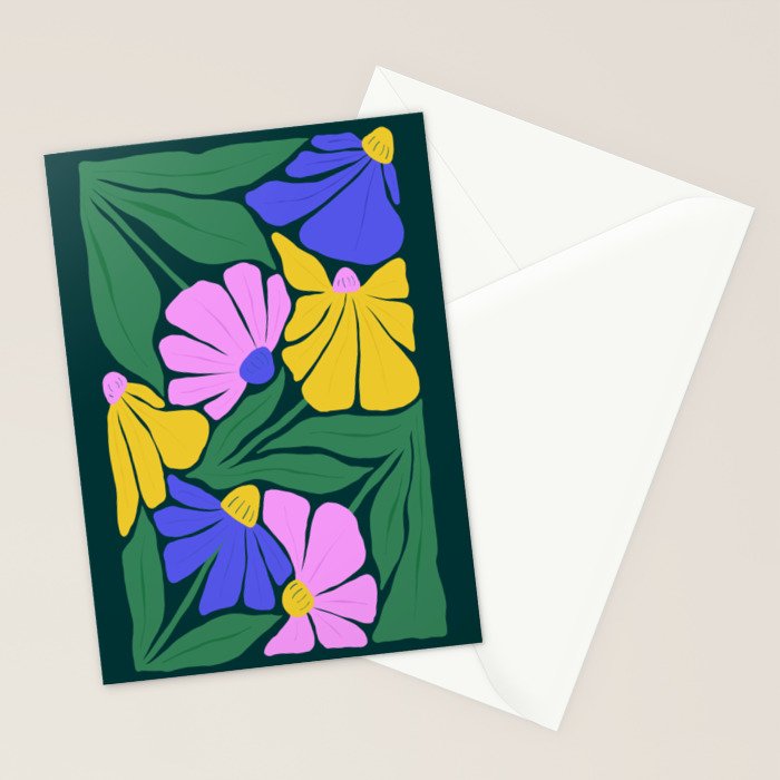 Midnight Summer: Matisse Foliage | Flower Market 001 Stationery Card Gallery Image 2