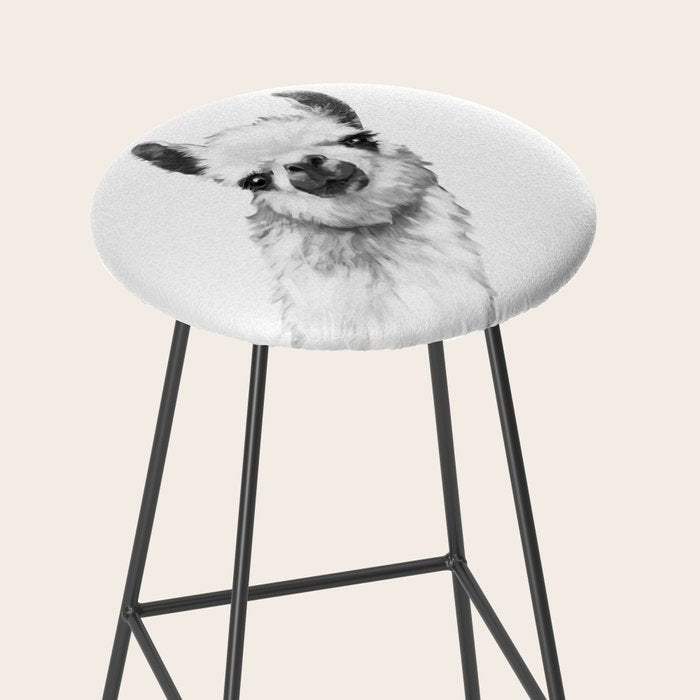 Sneaky Llama Black and White Stool Gallery Image 2