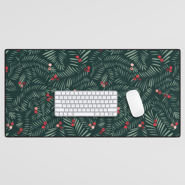 winter christmas time green fir branches Desk Mat Gallery Image 1