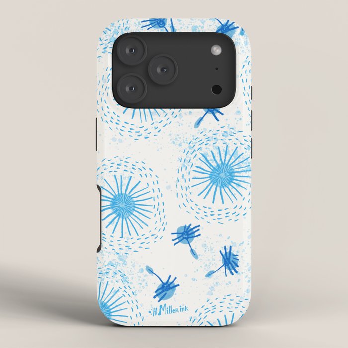 Make A Wish Dandelion Pattern in Sky Blue & Off White iPhone Case Gallery Image 3