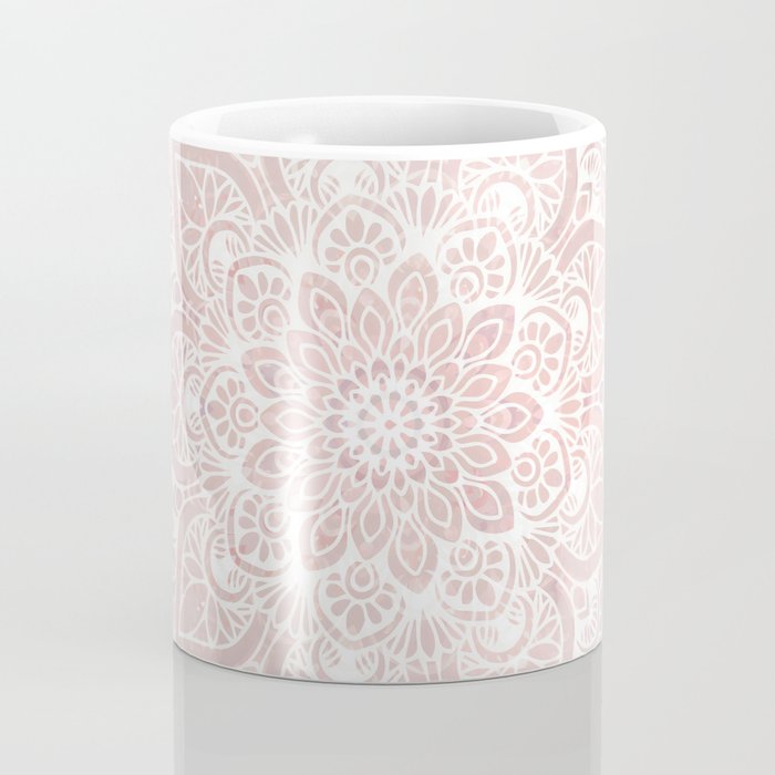 Mandala Yoga Love, Blush Pink Floral Coffee Mug Gallery Image 4