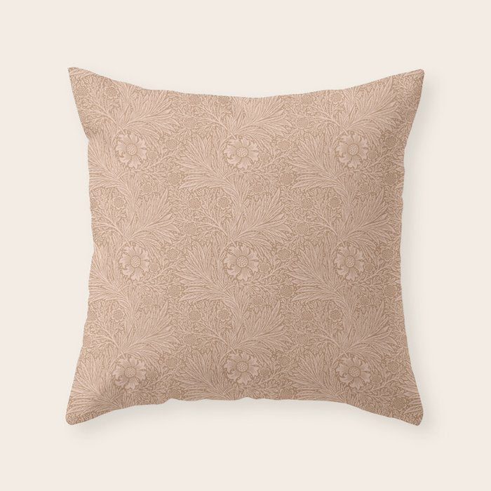 William Morris Marigold Dusky Rose Throw Pillow Gallery Image 6